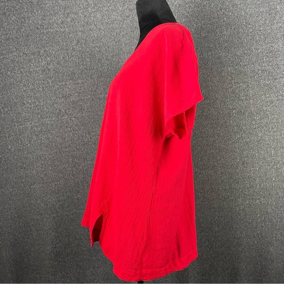 Oh My Gauze Women’s XXL Red Tunic Lightweight Bohemian Lagenlook Artsy Cotton - Picture 4 of 10